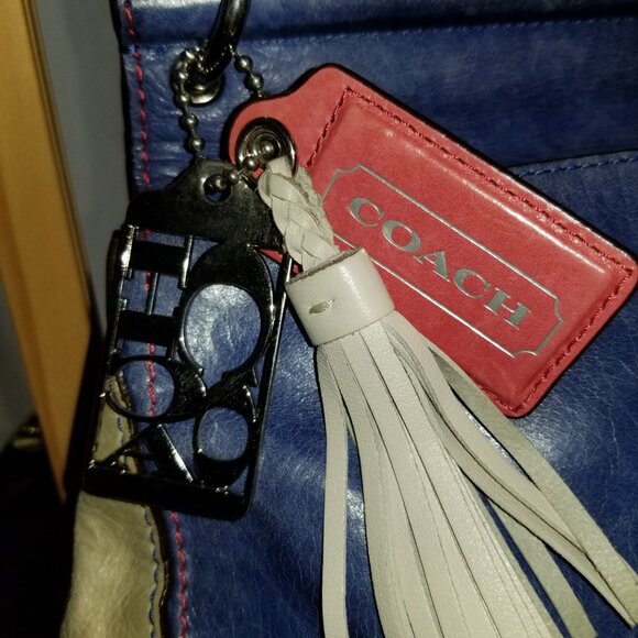 Coach blue, grey and salmon/pink bag. Soft leather. - Picture 4 of 15